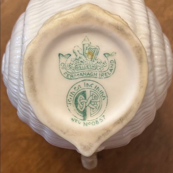 Vintage Belleek Creamer from Ireland. 4th Mark 1946-1955